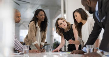 Team discussing project timelines