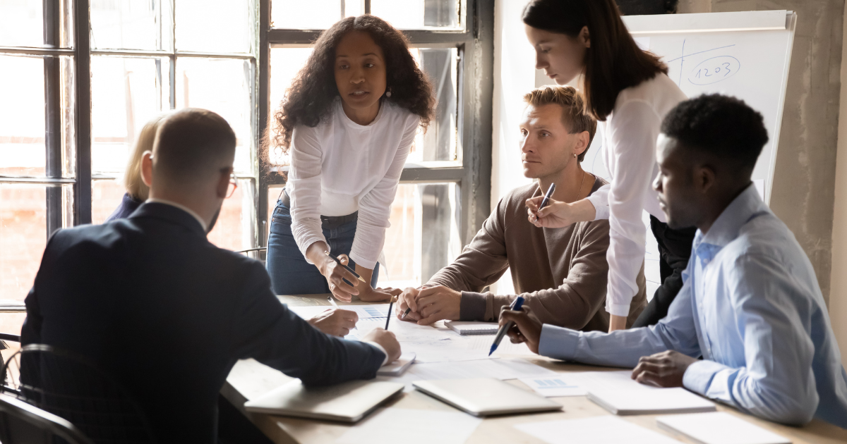 Team talking seriously about timelines