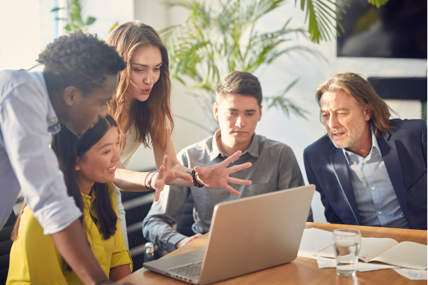A team speaking at an office.